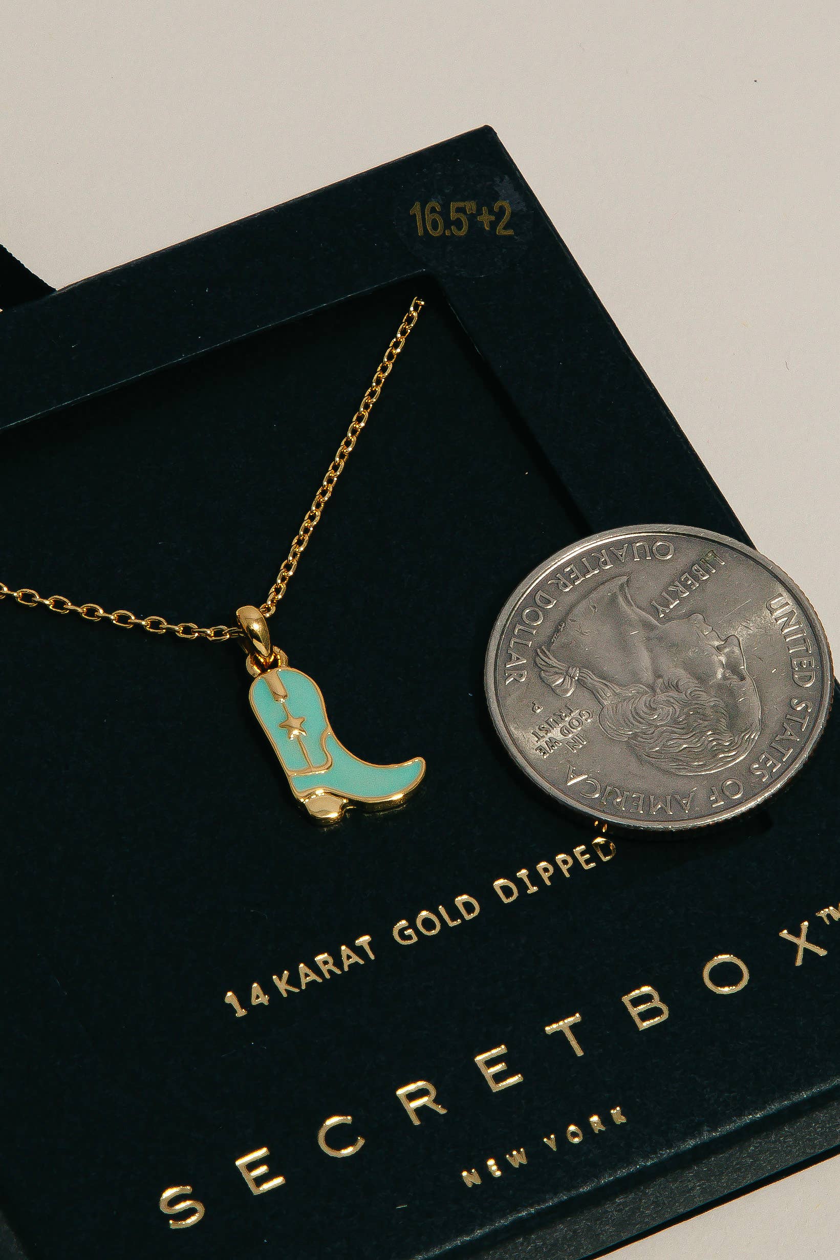 Secret Box Western Cowboy Boot Charm Necklace