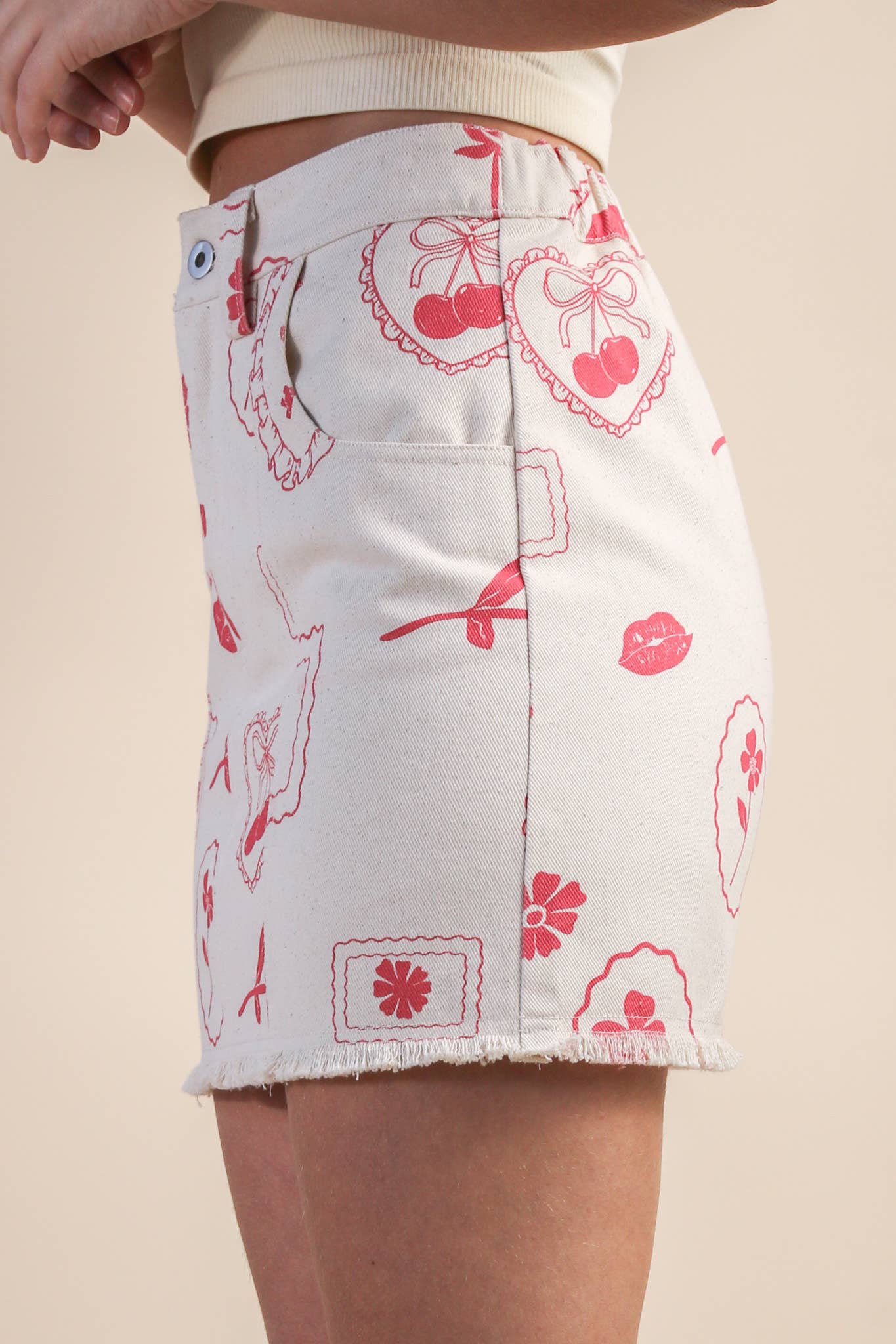 Back Elastic Graphic Mini Skirt