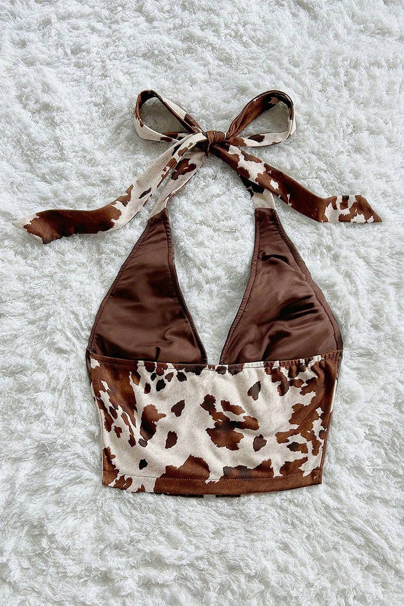 Tie-Neck Lace-Up Crop Tank