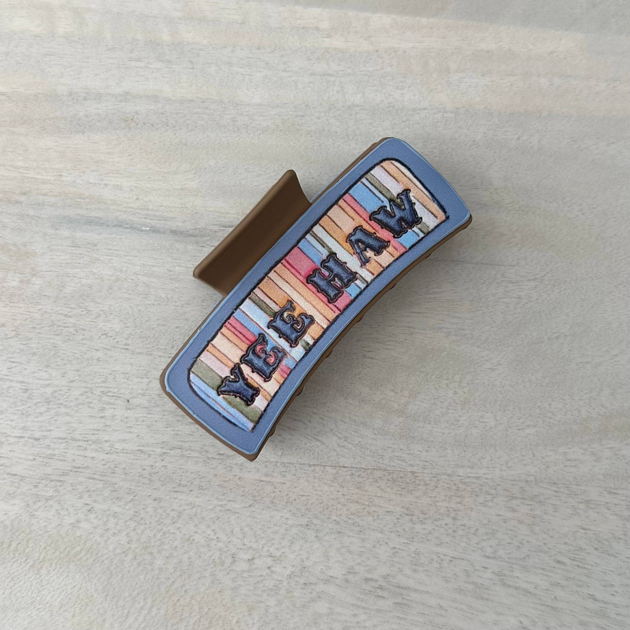 Western Hair Clip Leather Claw "Yee Haw"