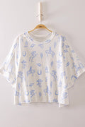 Dolman Sleeve Western Graphic Casual Knit Top