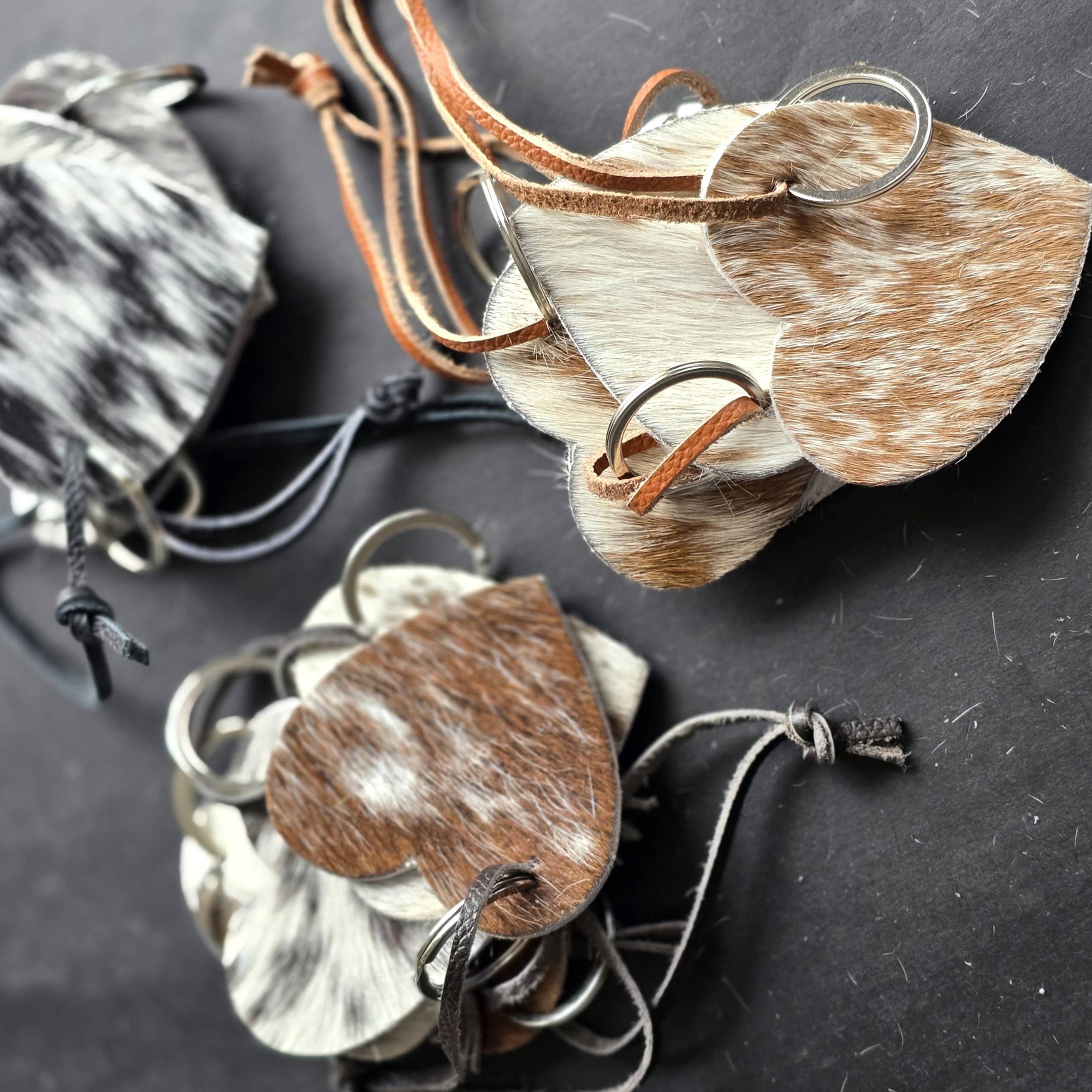 Cowhide Heart Keychain – Genuine Hair-On Cowhide