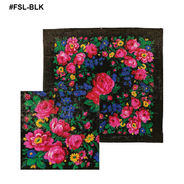 Large Metallic Floral Scarf black