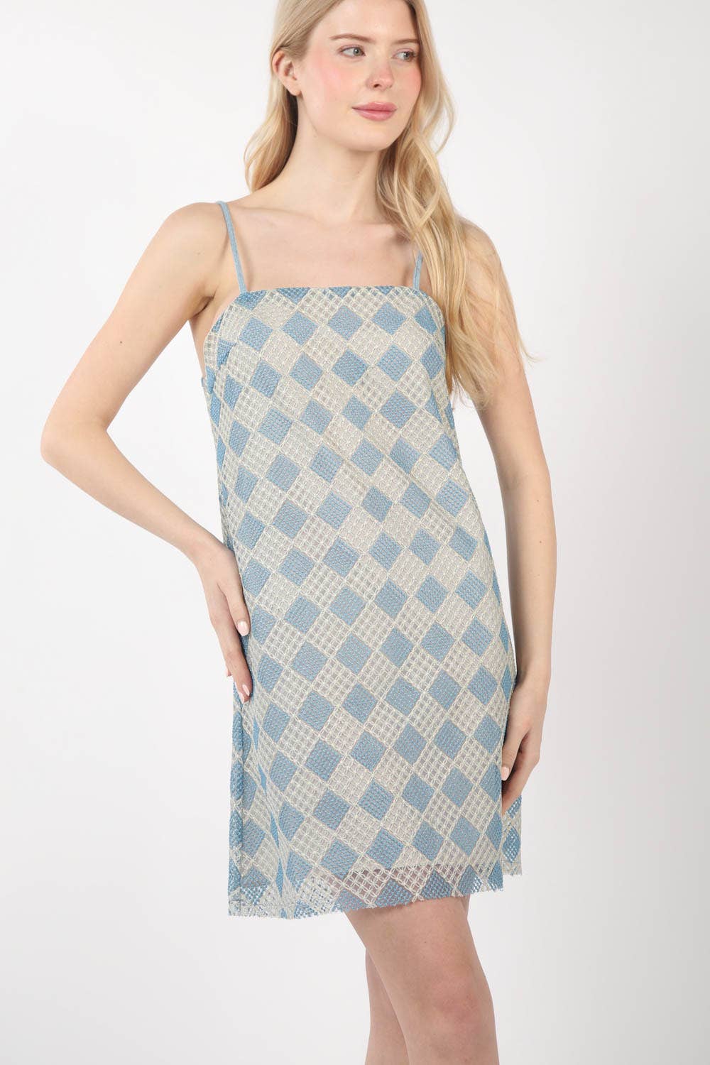 Checkered Printed Summer Mini Dress
