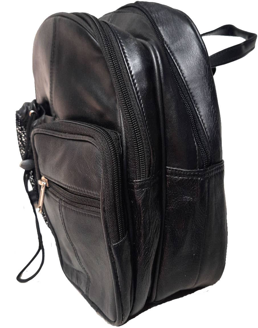 Genuine Leather Backpack Body Sling Bag Water Bottle #2004