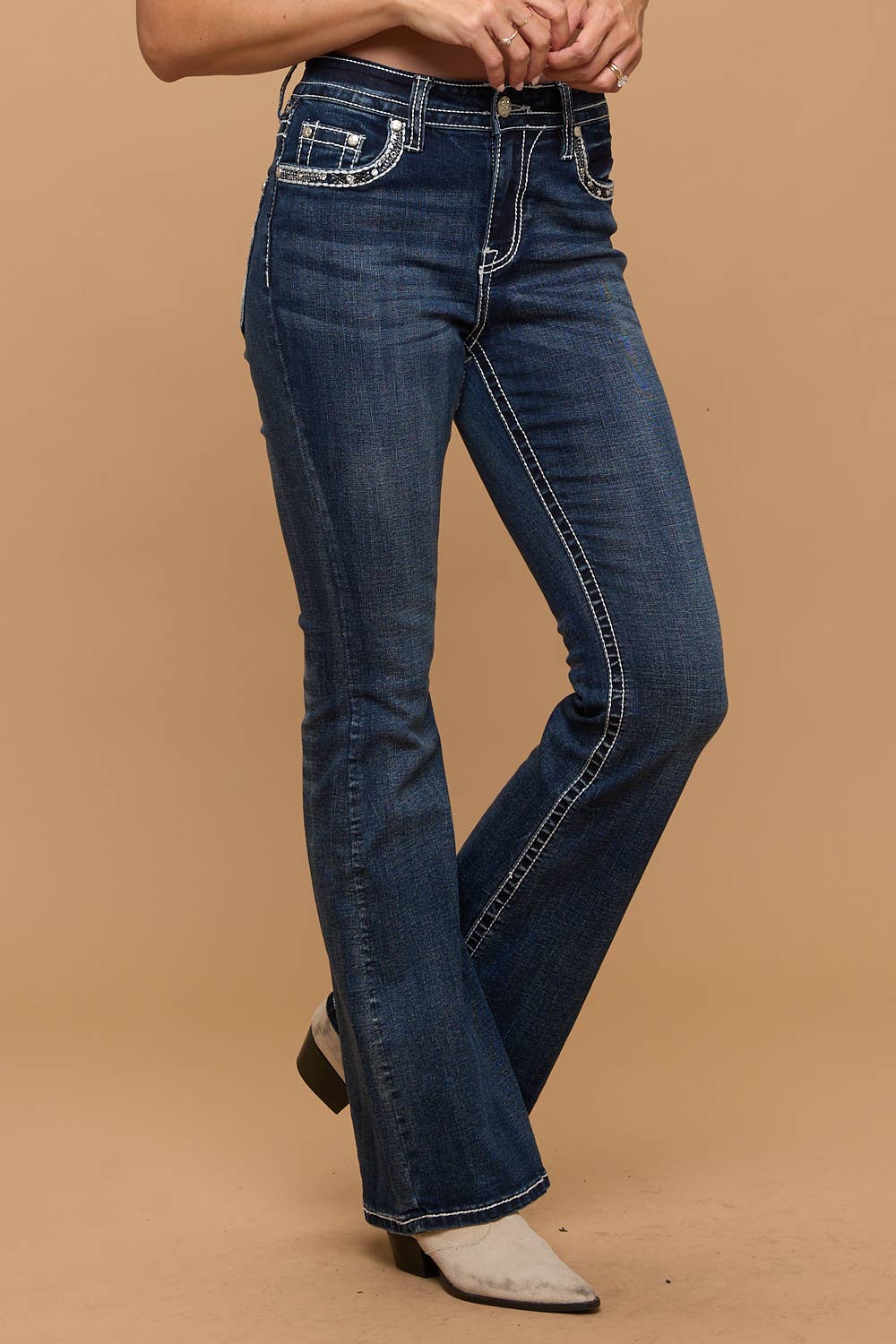 MID RISE BOOTCUT DENIM WITH STRETCH ROCK AND ROLL