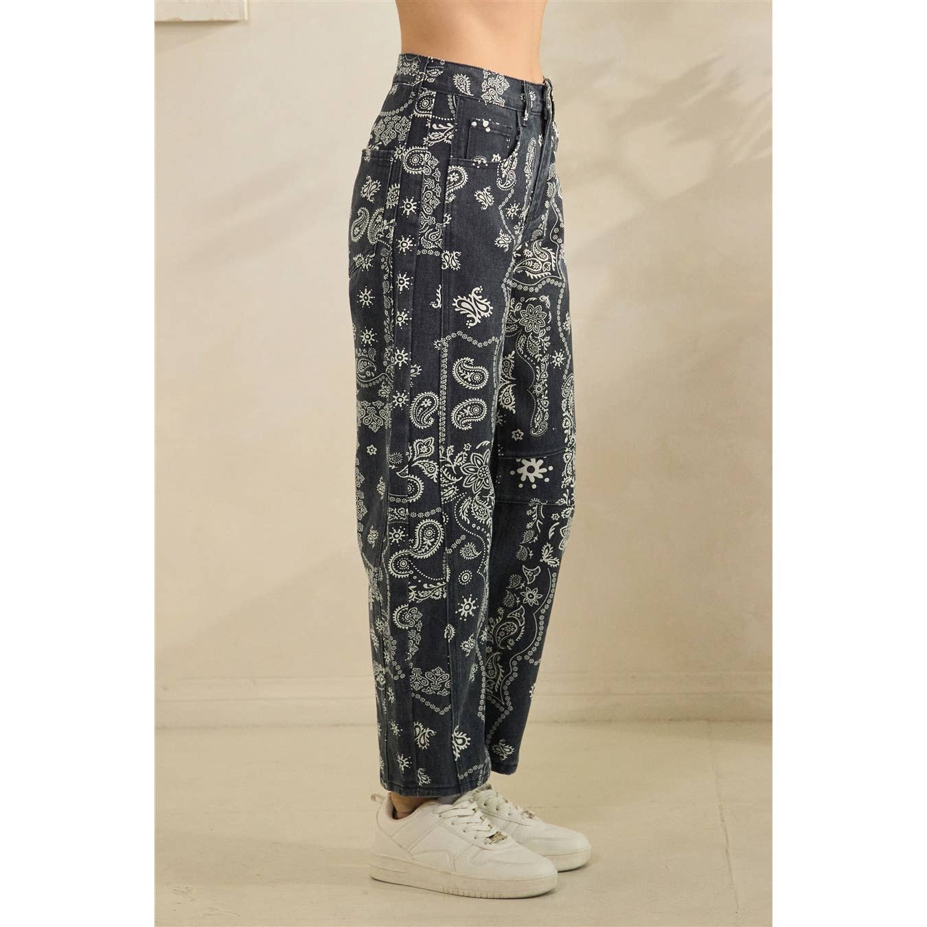 Paisley Printed Denim Pants