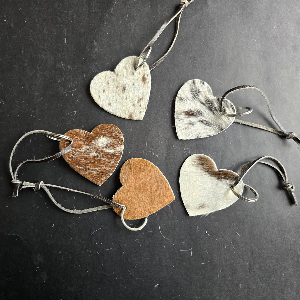 Cowhide Heart Keychain – Genuine Hair-On Cowhide