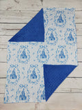 Blue Bow Printed Baby Girls Blanket