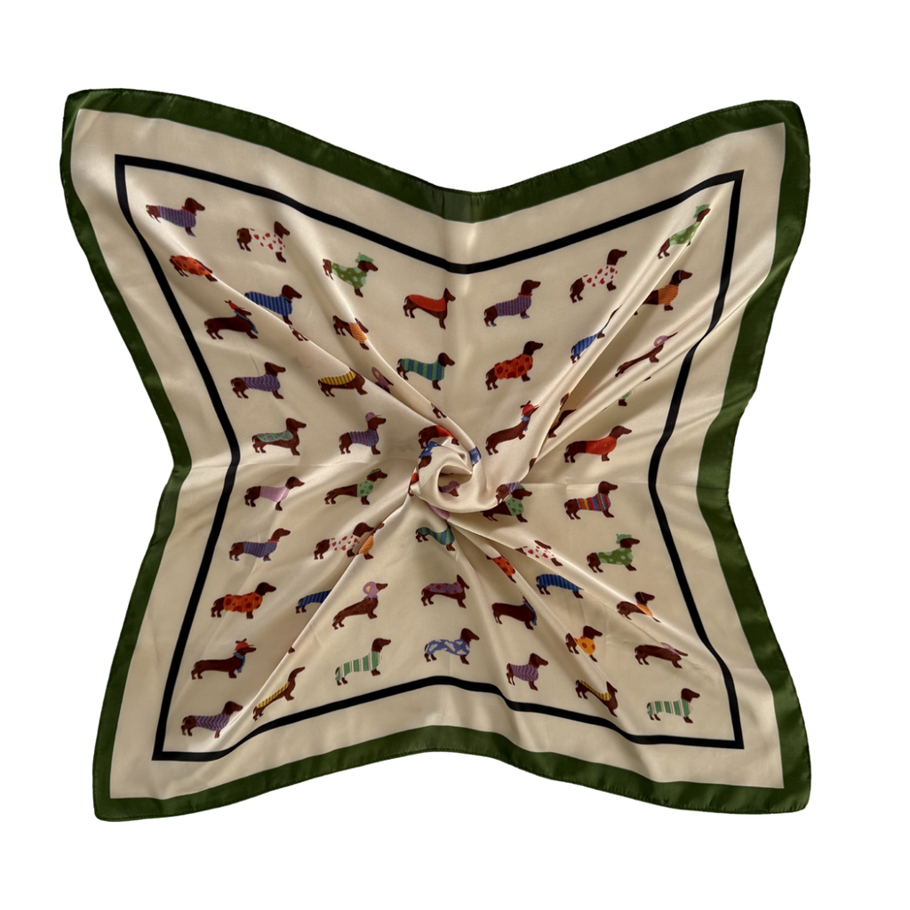 Scarf | Dachshund Print | Green