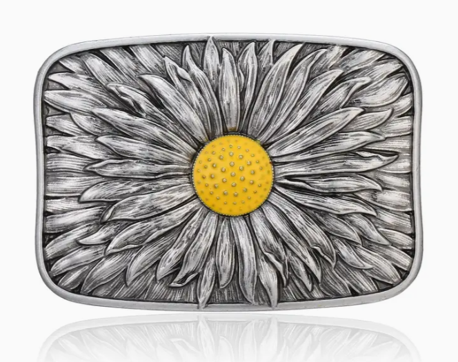Oval Sunflower Engraving Belt Buckle