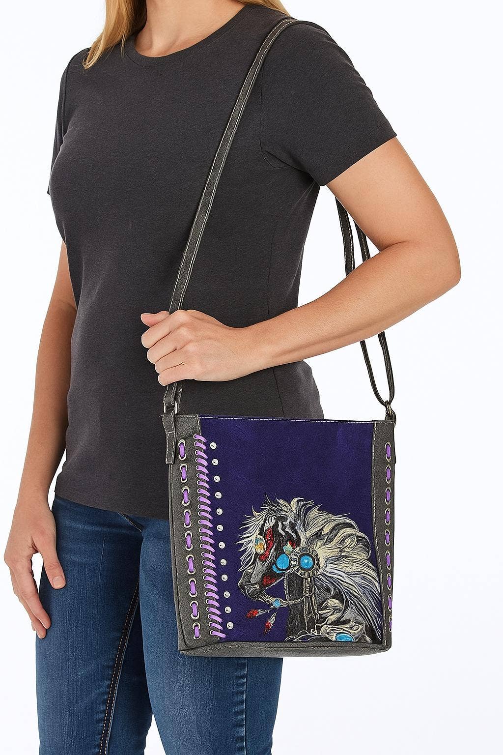 Purple horse purse