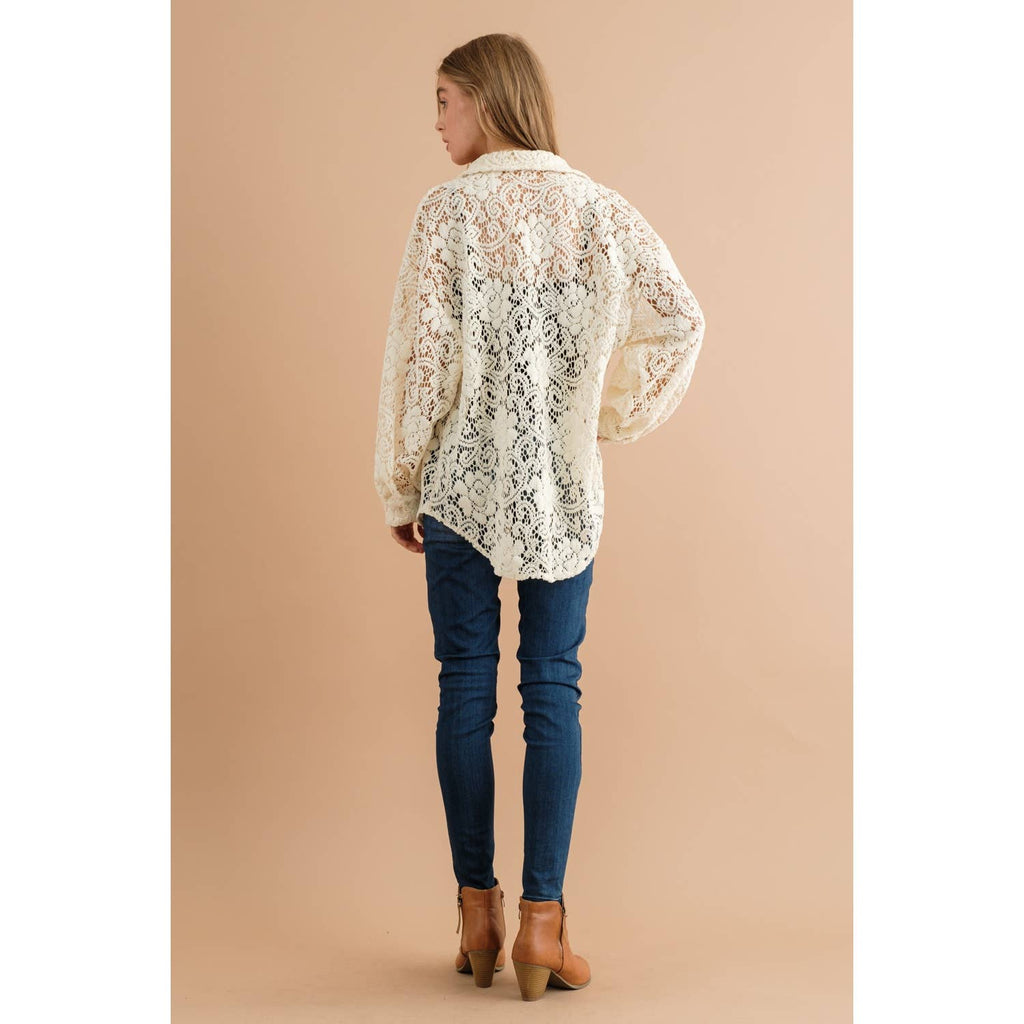 LACE  BUTTON DOWN SHACKET