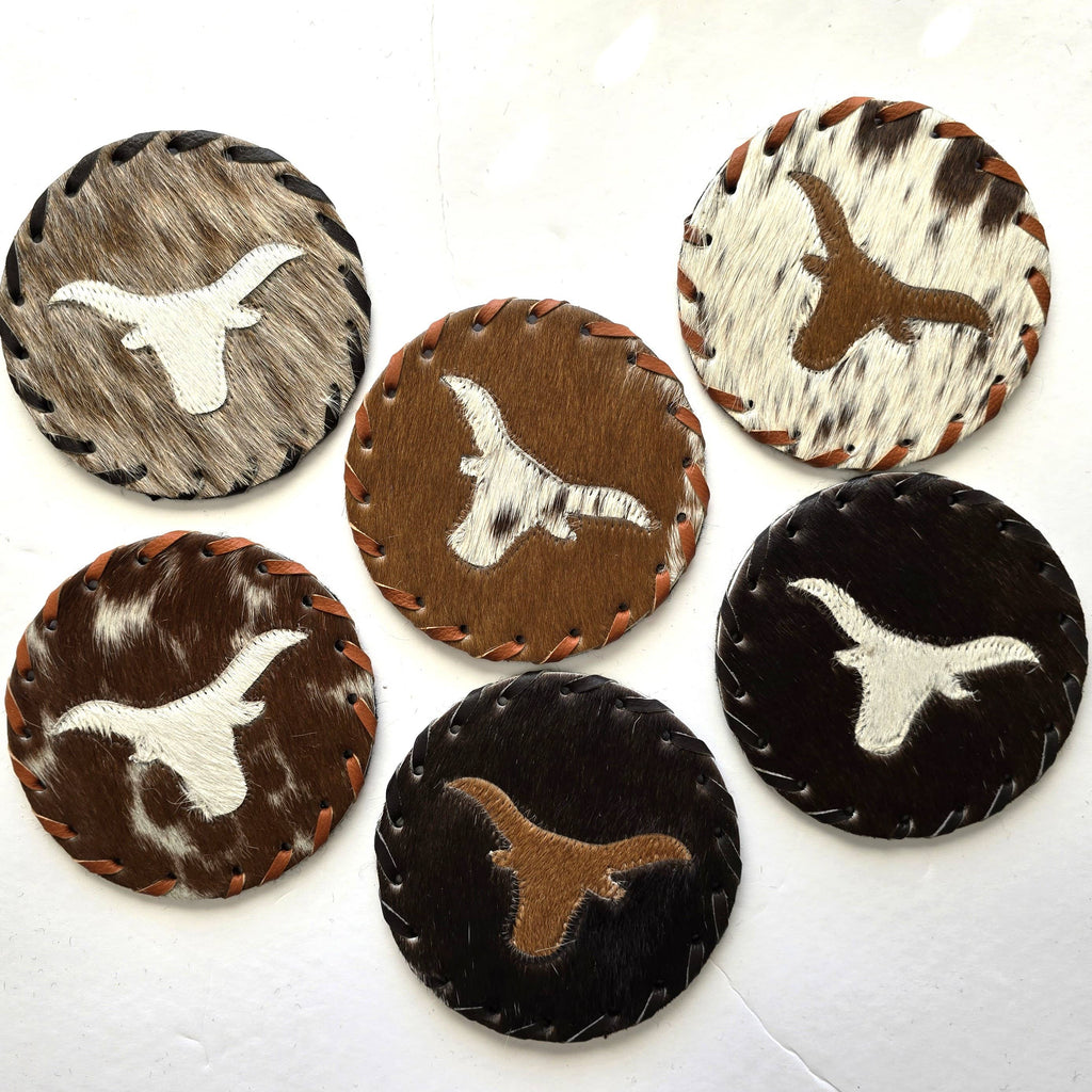 Large Cowhide Hair-on Coaster -  Bull Theme Western Decor