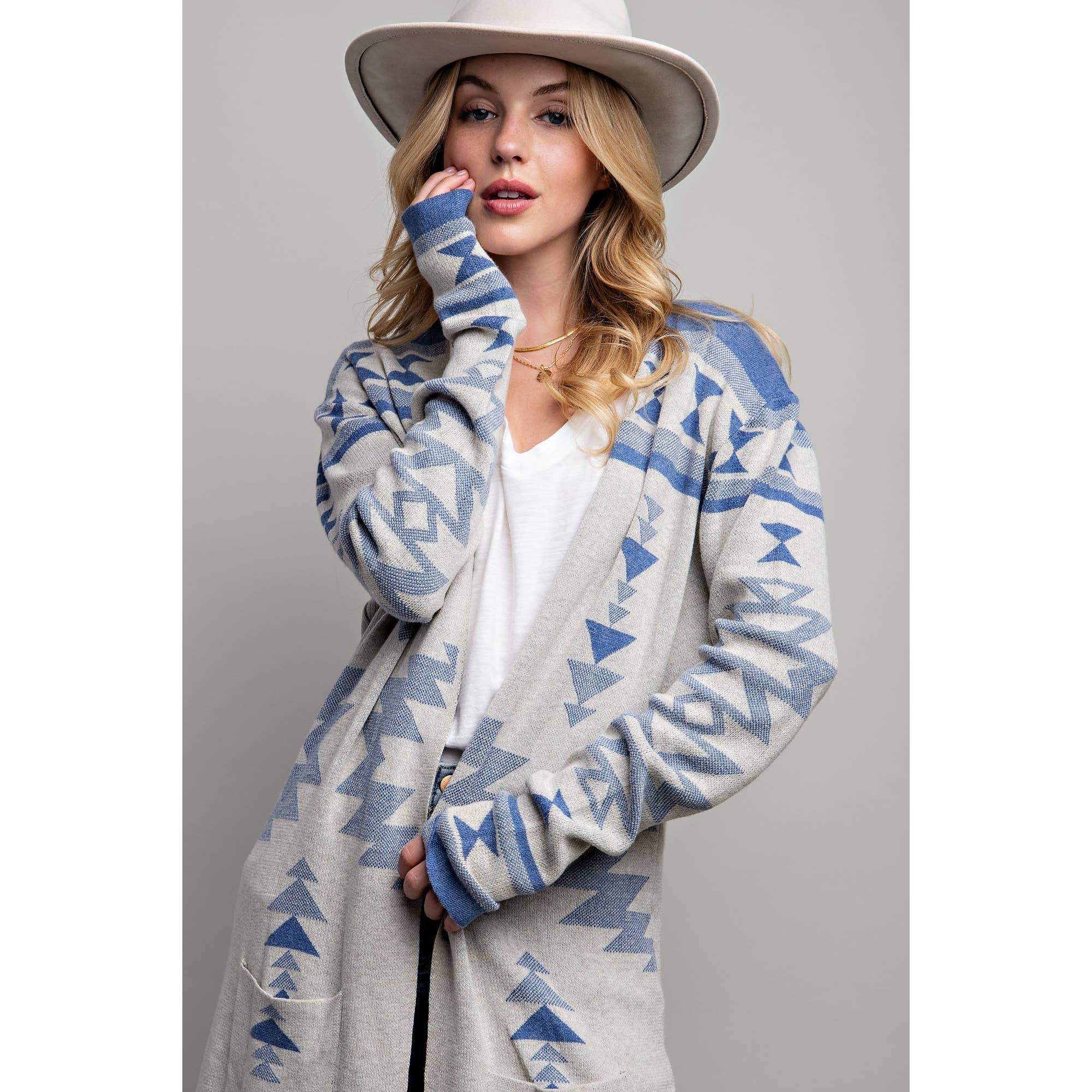 AZTEC PATTERN LONG CARDIGAN