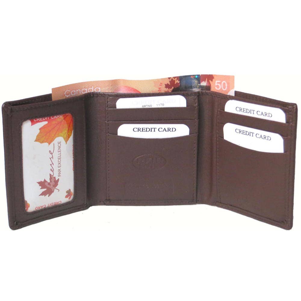 Genuine Cowhide Leather RFID Men's Trifold Wallet