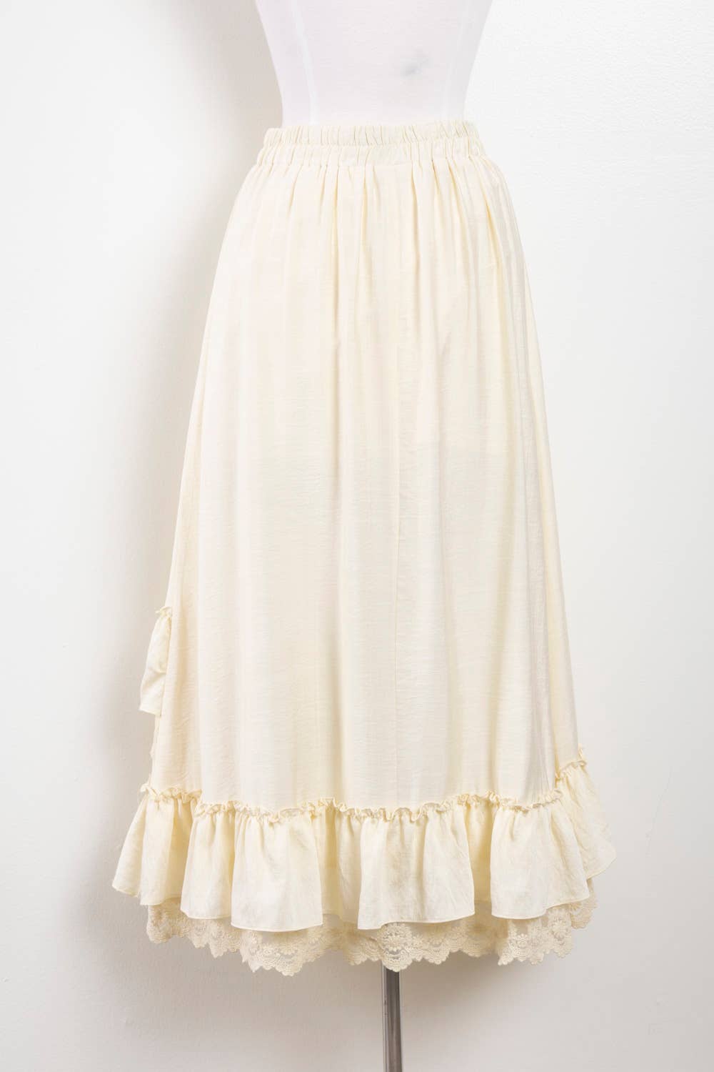 Ruffle Hem Lace Trim Midi Dress