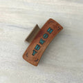 Western Hair Clip Leather Claw Blue "Howdy"