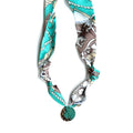 Scarf Necklace Double Sided "Rustic Aqua Pendant"