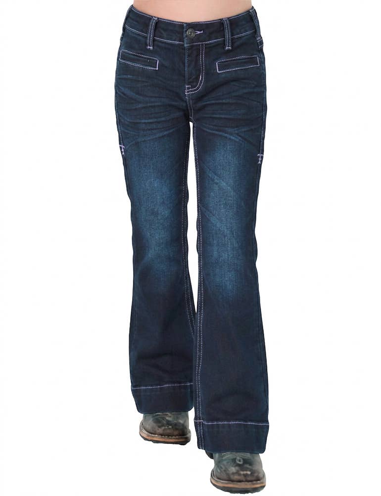 Girls Purple Bootstitch Trouser