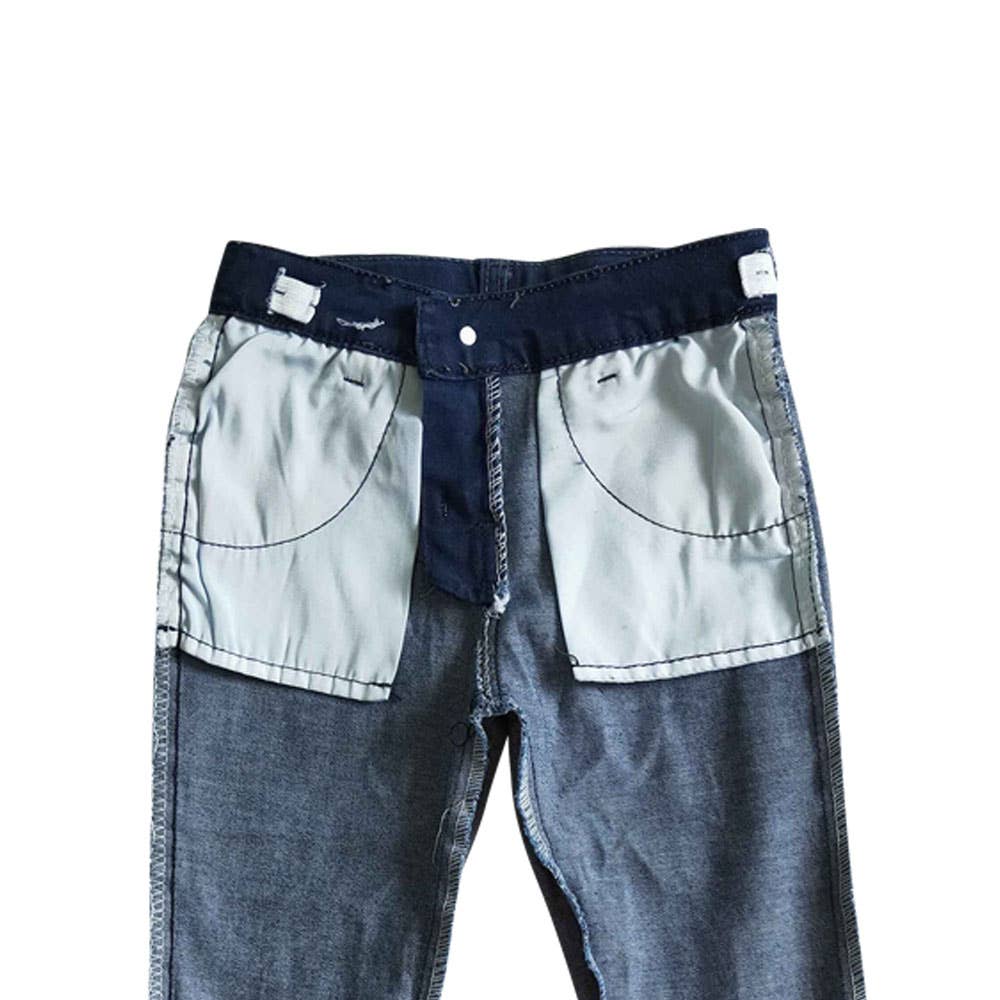 Baby girls navy double ruffle bell pants denim jeans