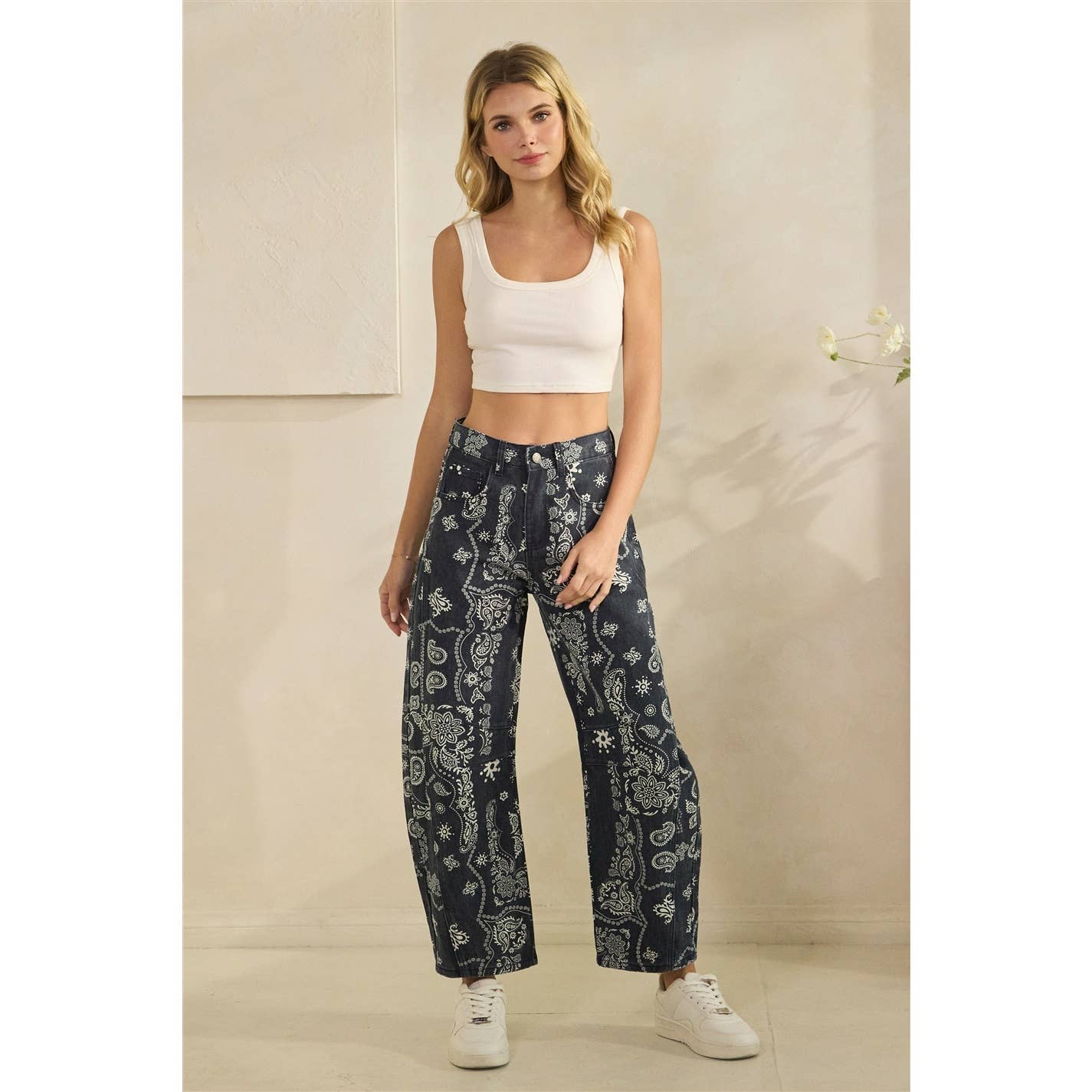 Paisley Printed Denim Pants