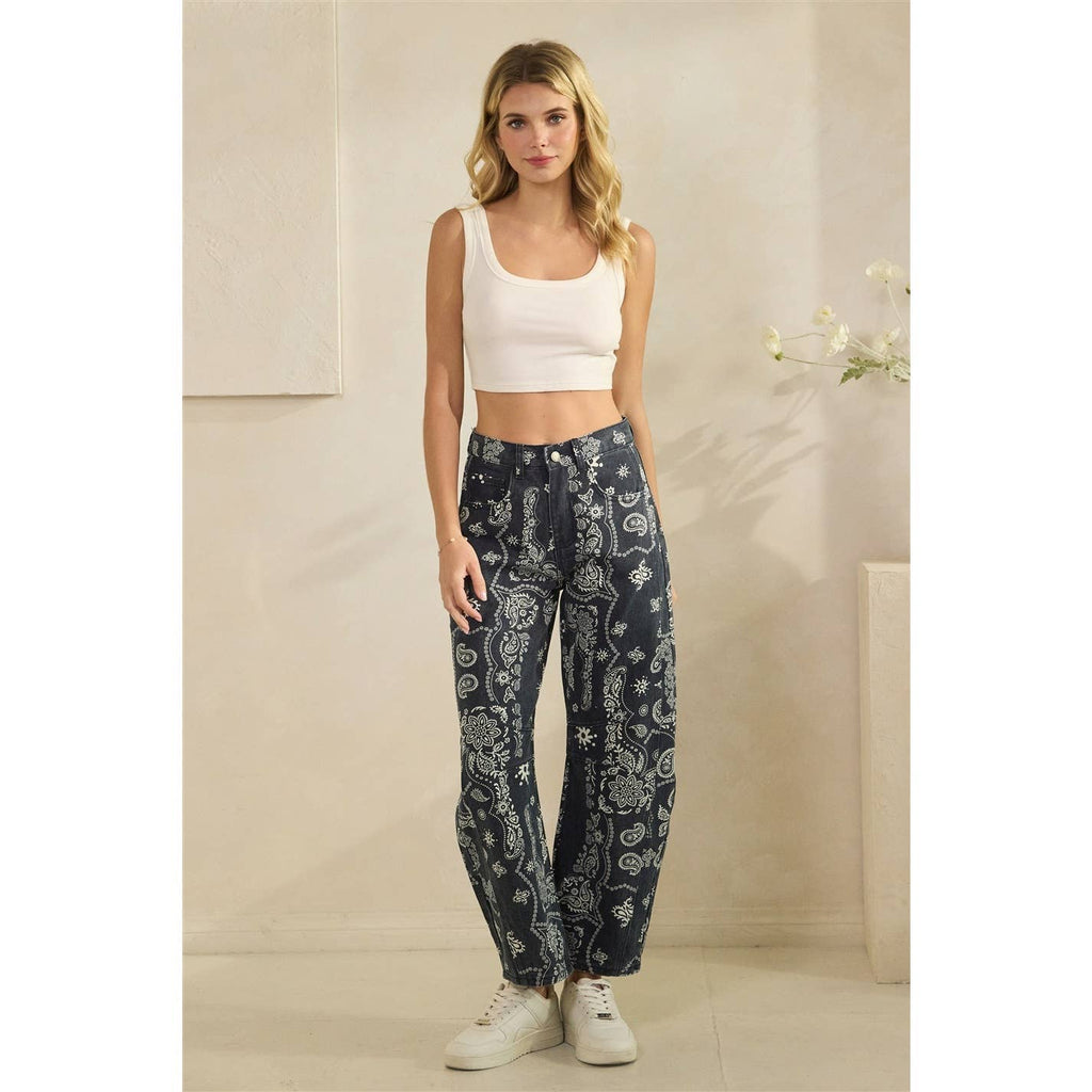 Paisley Printed Denim Pants