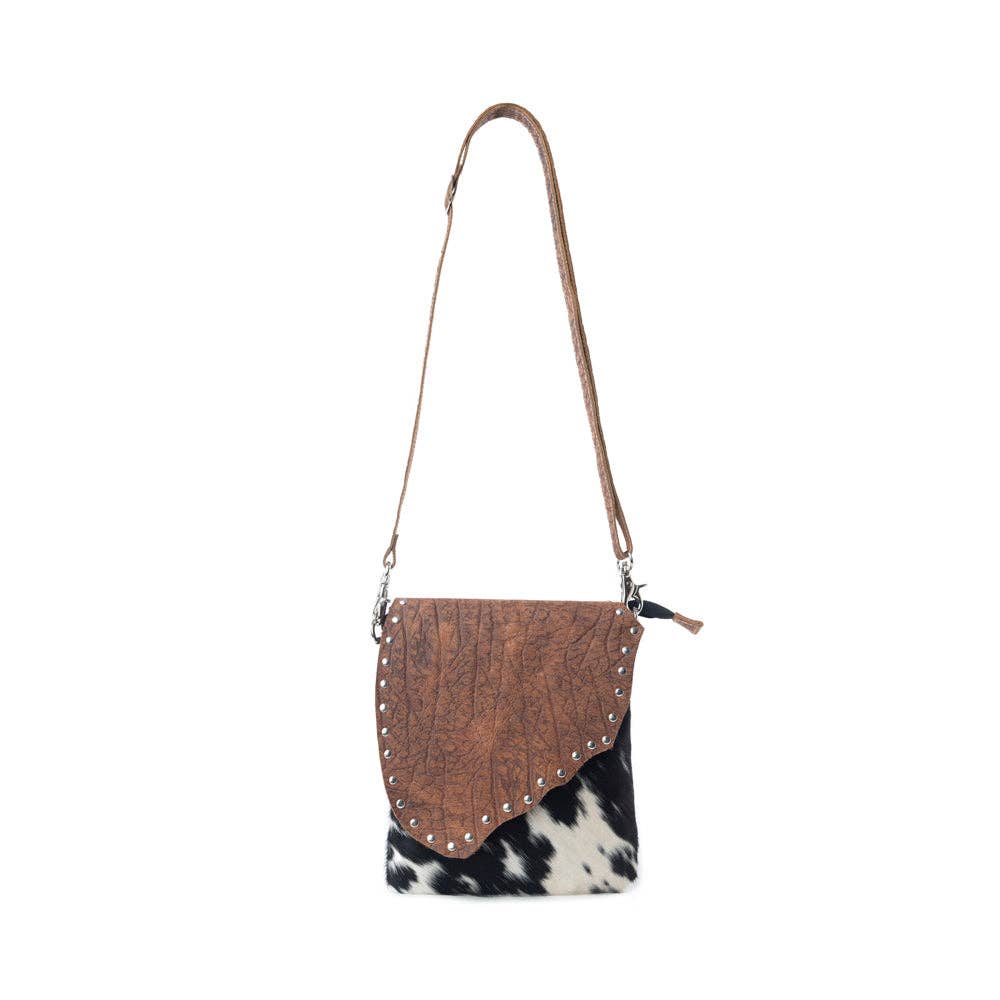 Myra Stonebrook Canvas & Hairon Bag in Spotted Ivory