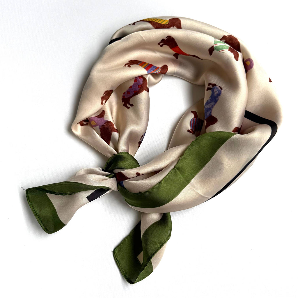 Scarf | Dachshund Print | Green