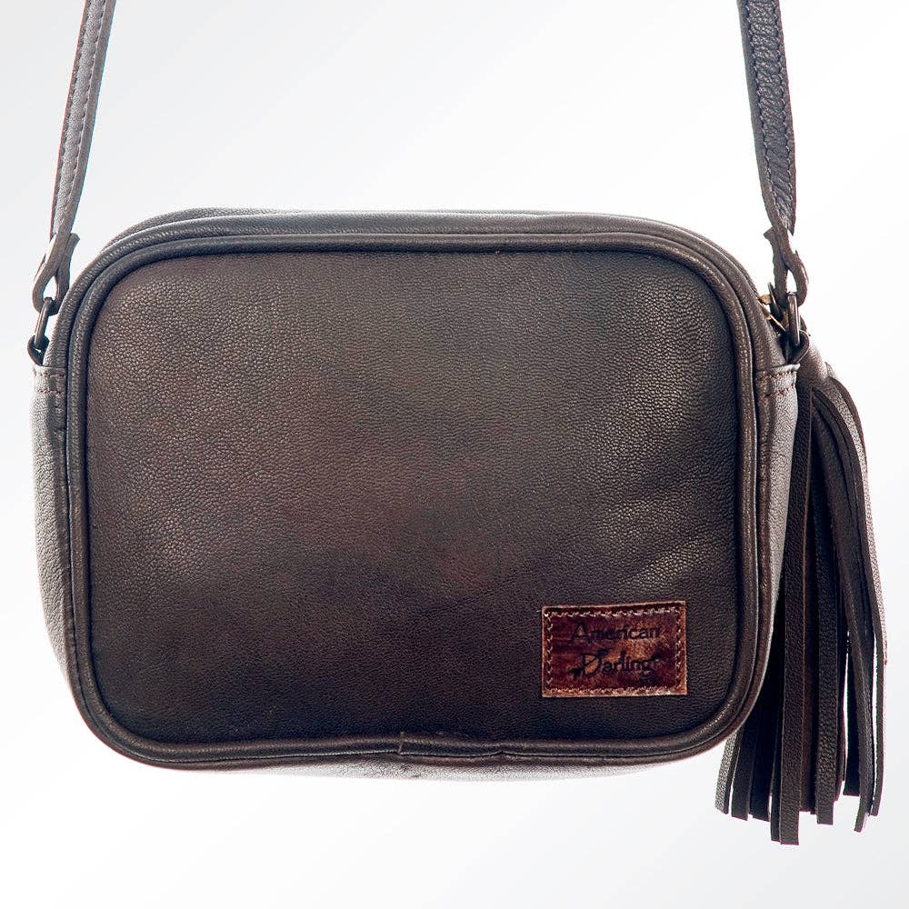 Cowhide Leather Crossbody Bag - Genuine Hair-On Hide with Tassel Accent