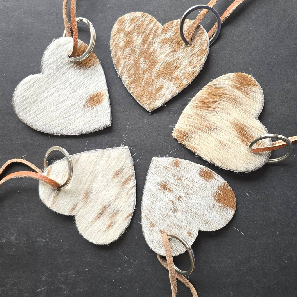 Cowhide Heart Keychain – Genuine Hair-On Cowhide