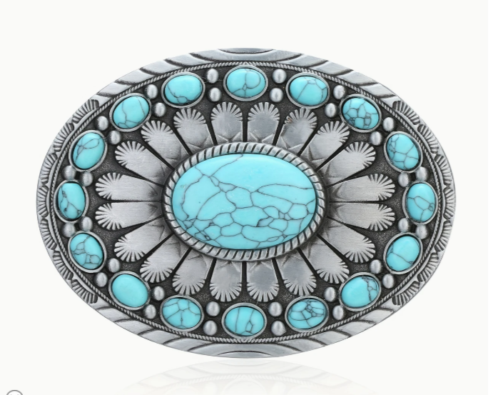 Oval Turquoise Belt Buckle