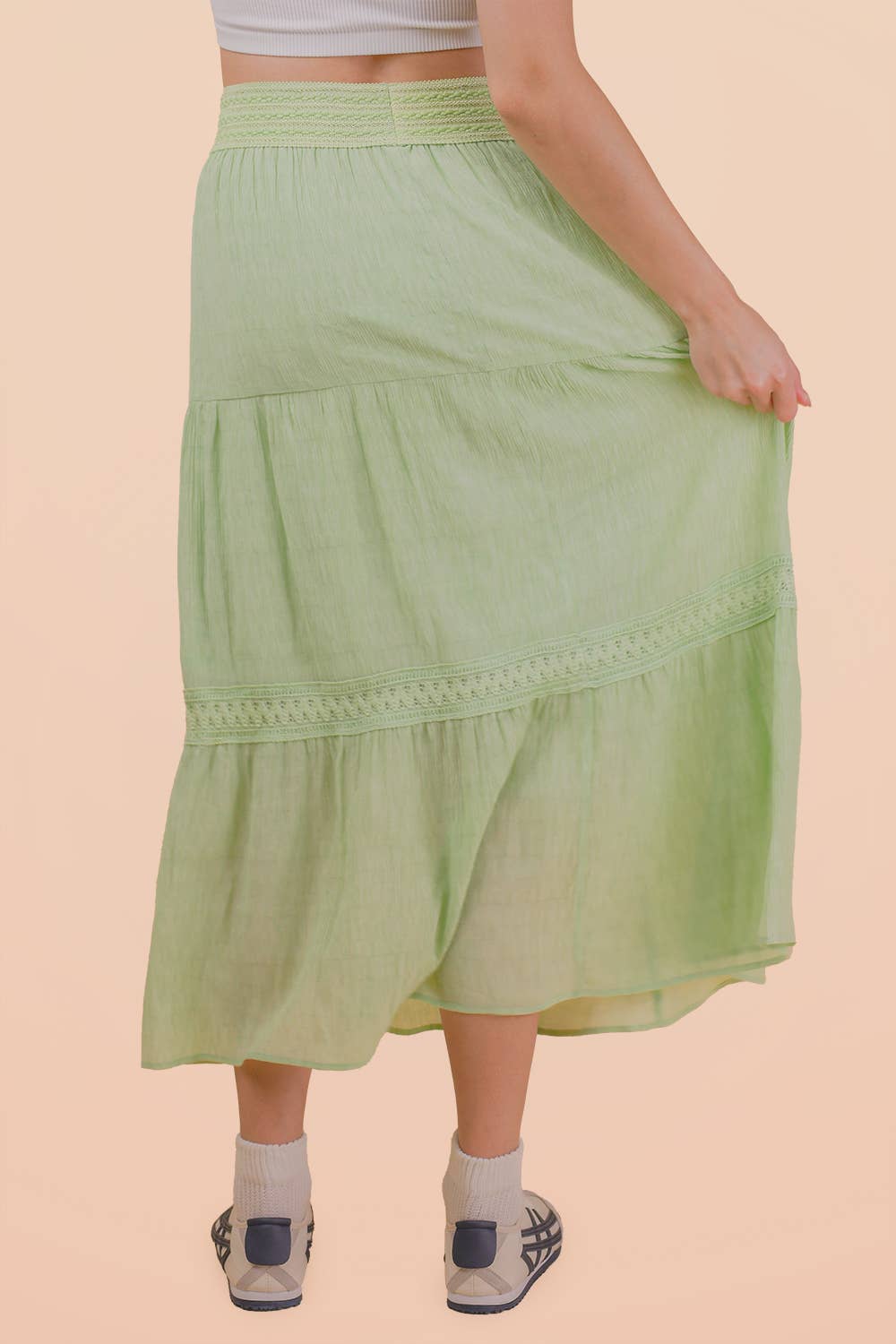 Tiered Layers Solid Woven Mini Dress W/ Lace Trim