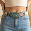 Western Concho Turquoise Stone Buckle Belt