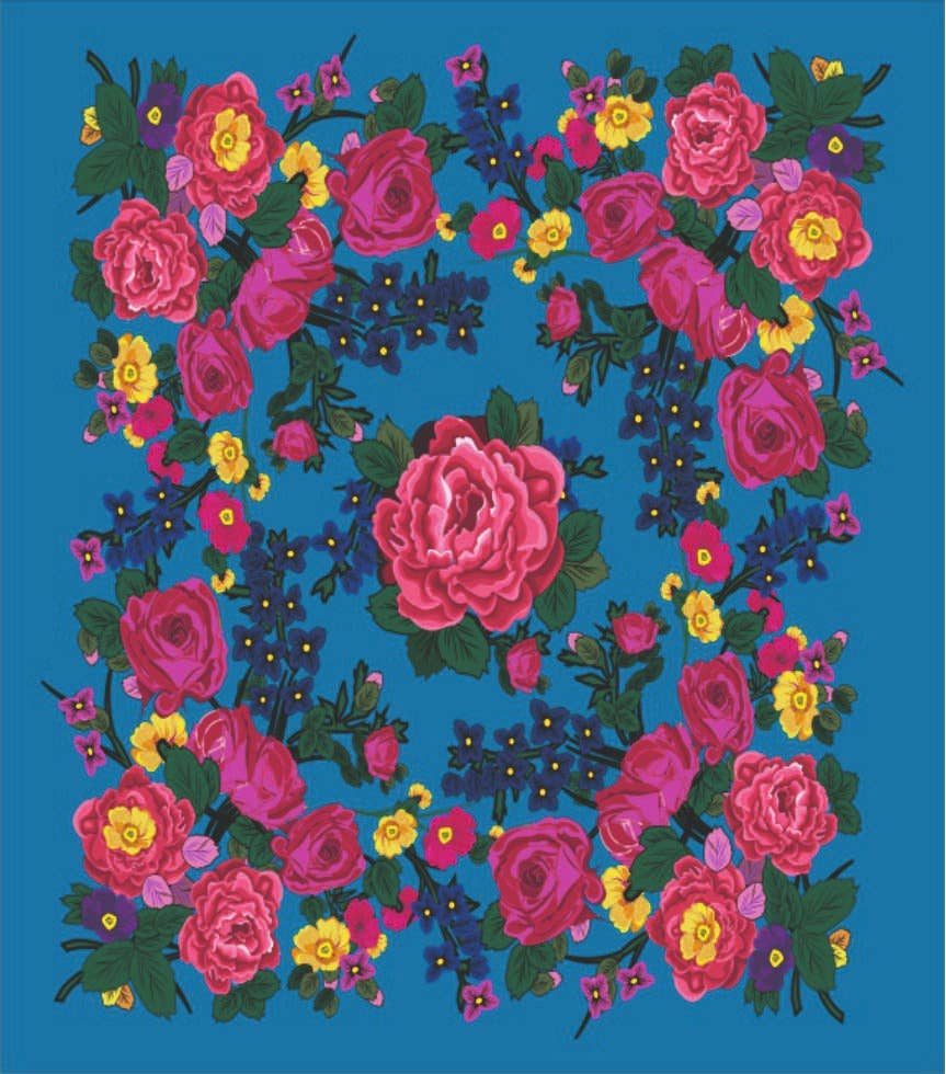 BLUE Floral Throw Blanket