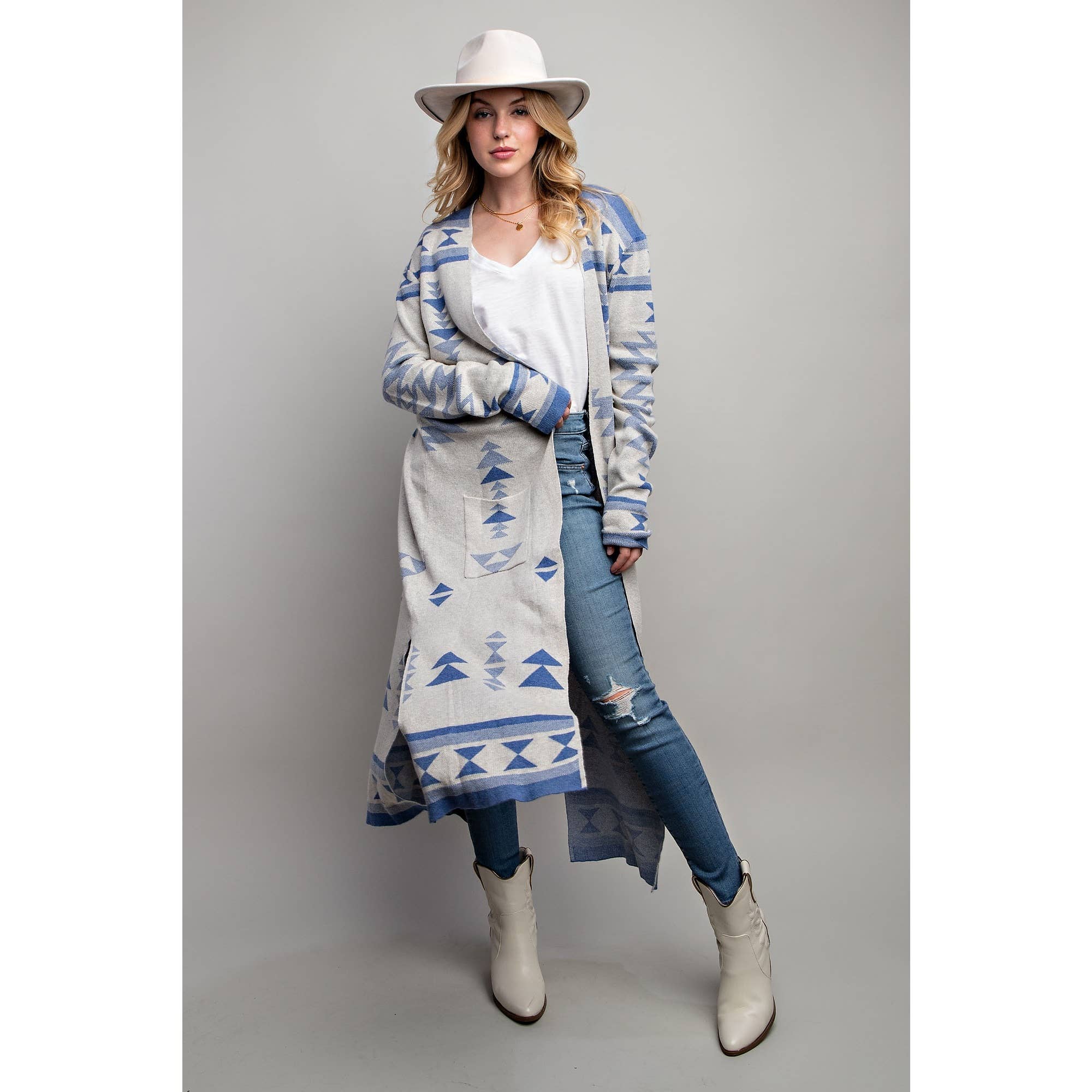 AZTEC PATTERN LONG CARDIGAN