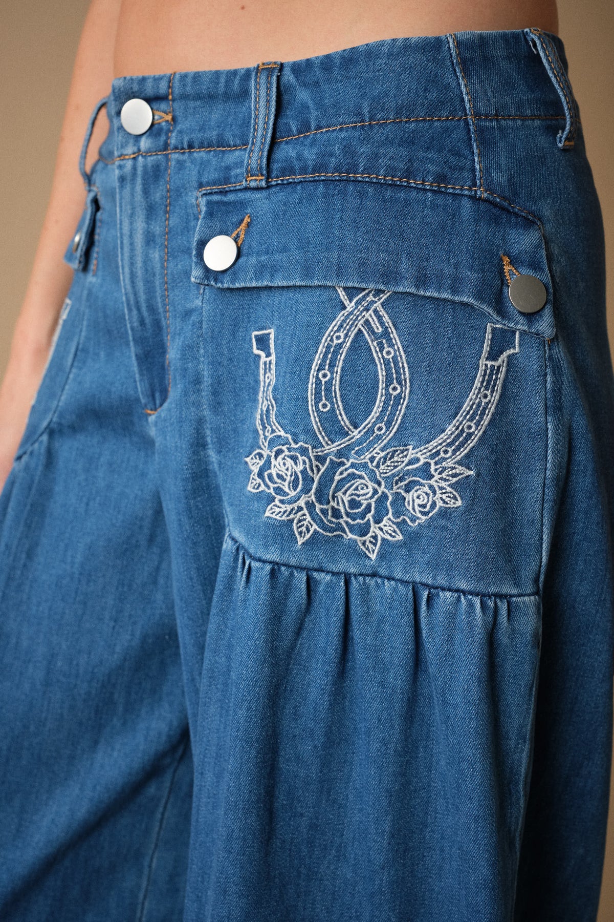Horseshoe Embroidered Harem Pants