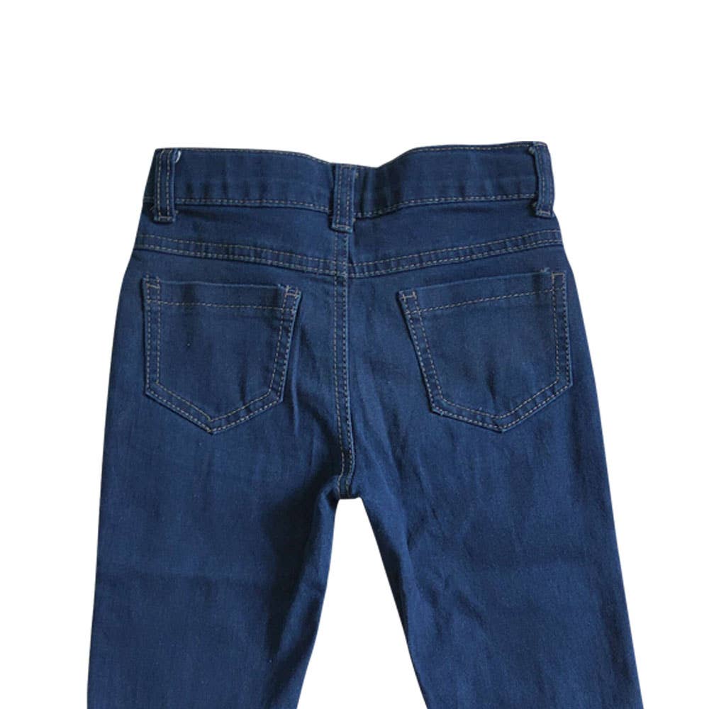 Baby girls navy double ruffle bell pants denim jeans