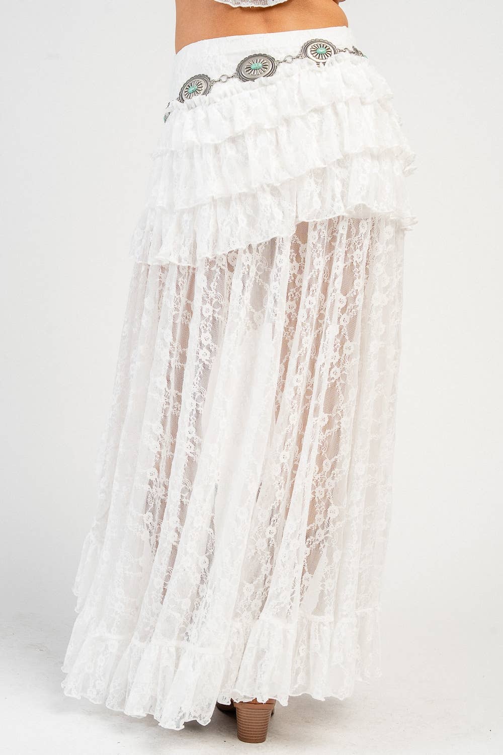 MULTI TIERED FRONT SLIT MAXI SKIRT
