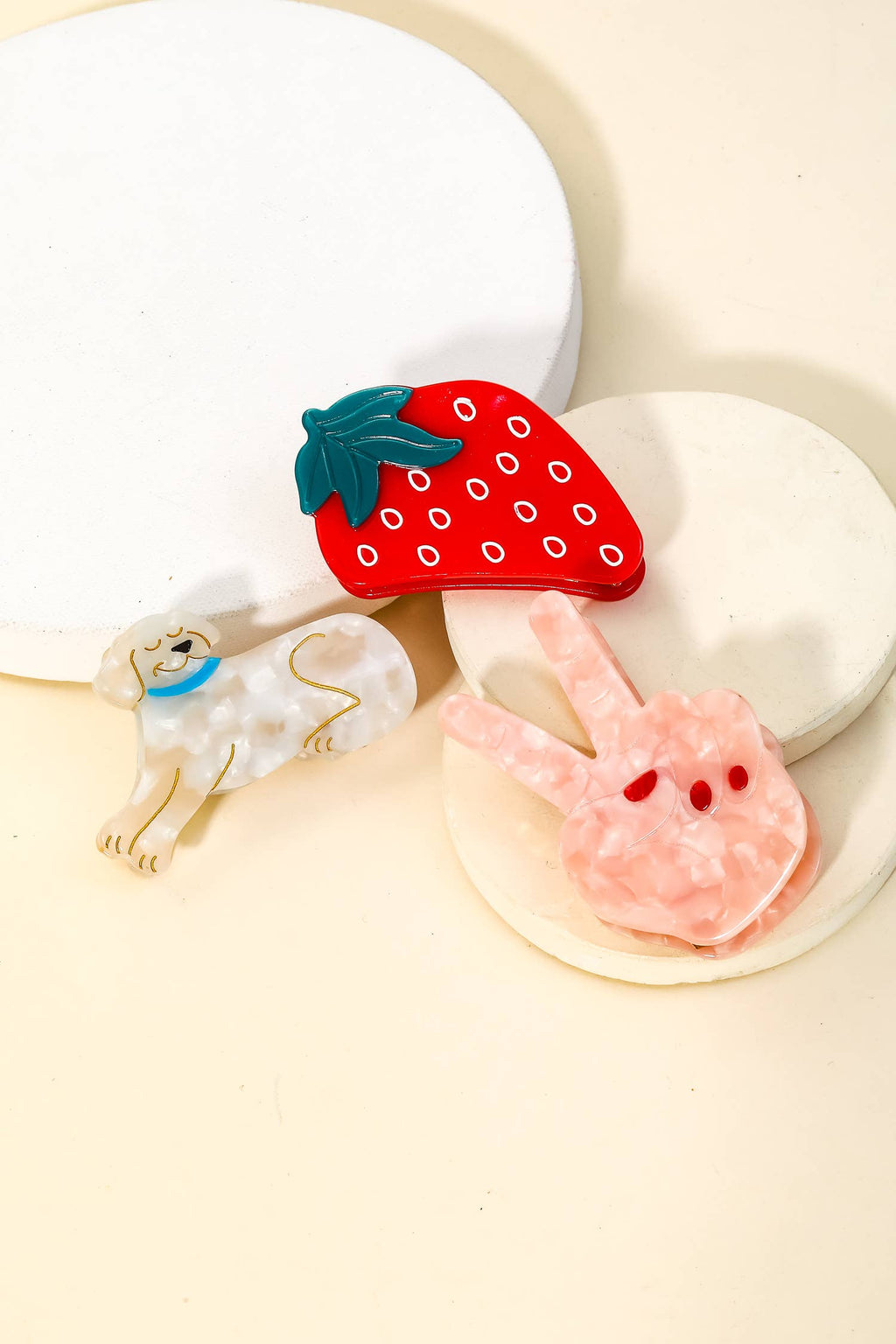 Dog Peace Strawberry Jaw Hair Clip Set