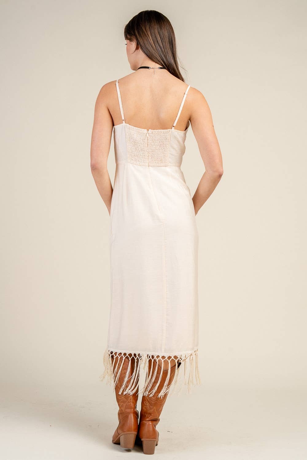 RAYON NYLON EMBROIDERED DETAILED MIDI DRESS