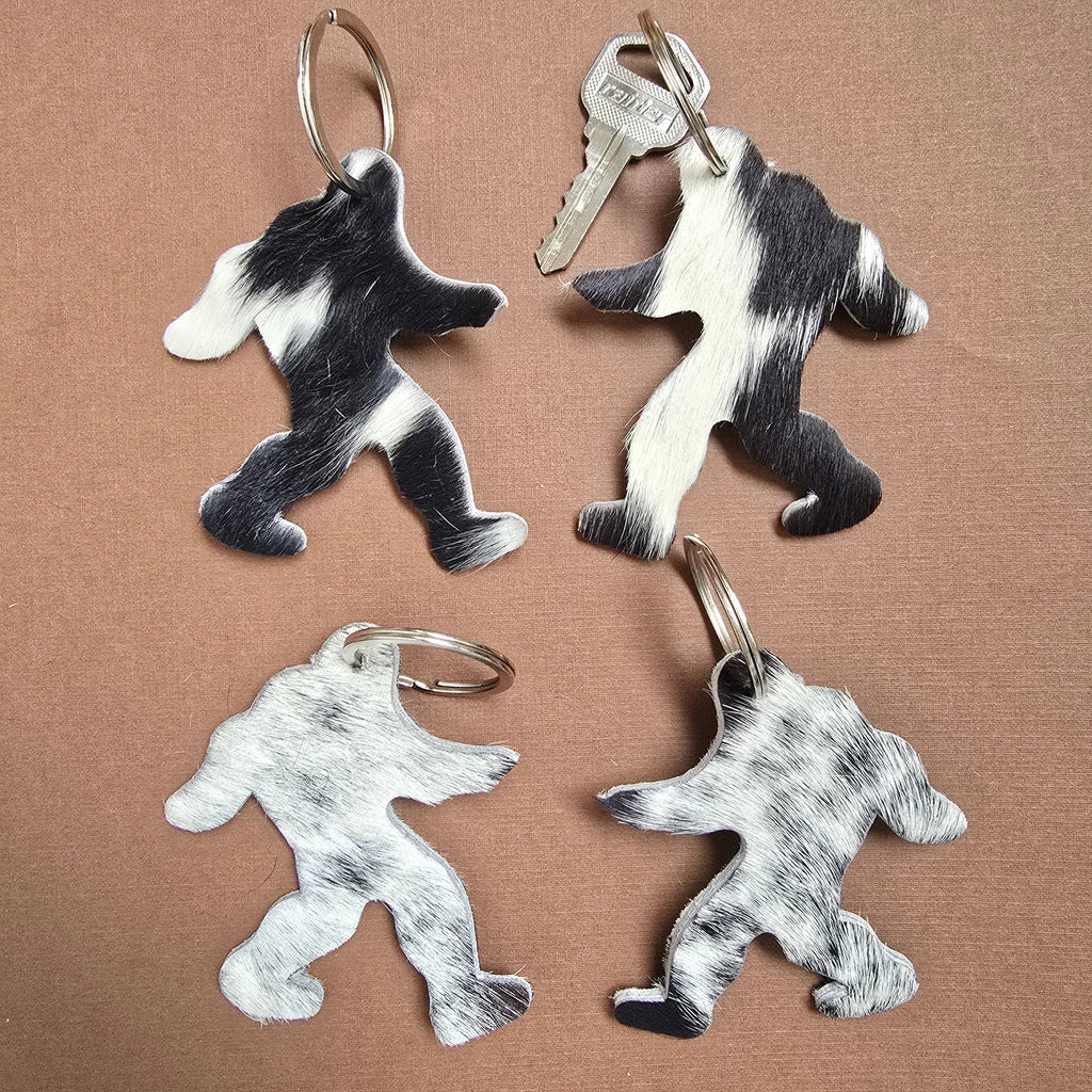 Handmade Yeti/Sasquatch Keychain – Hair-On Cowhide