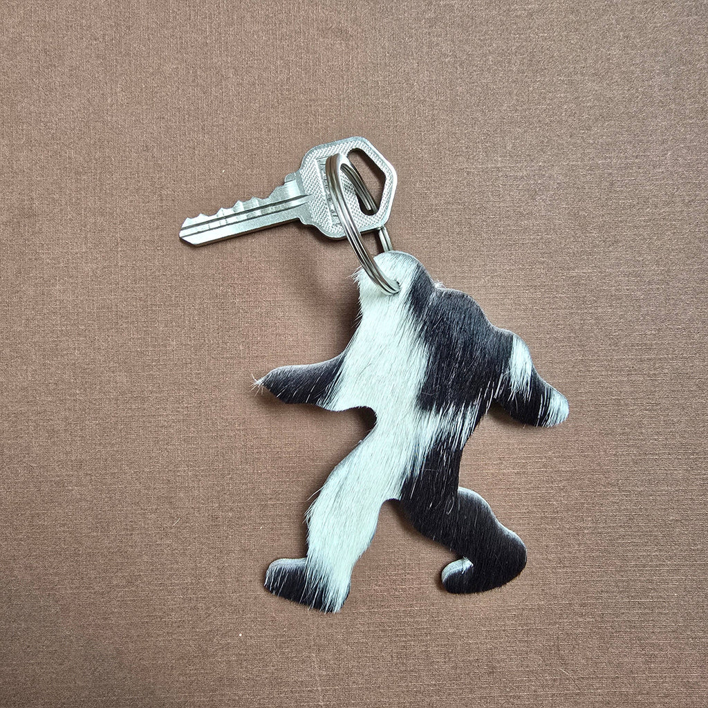 Handmade Yeti/Sasquatch Keychain – Hair-On Cowhide