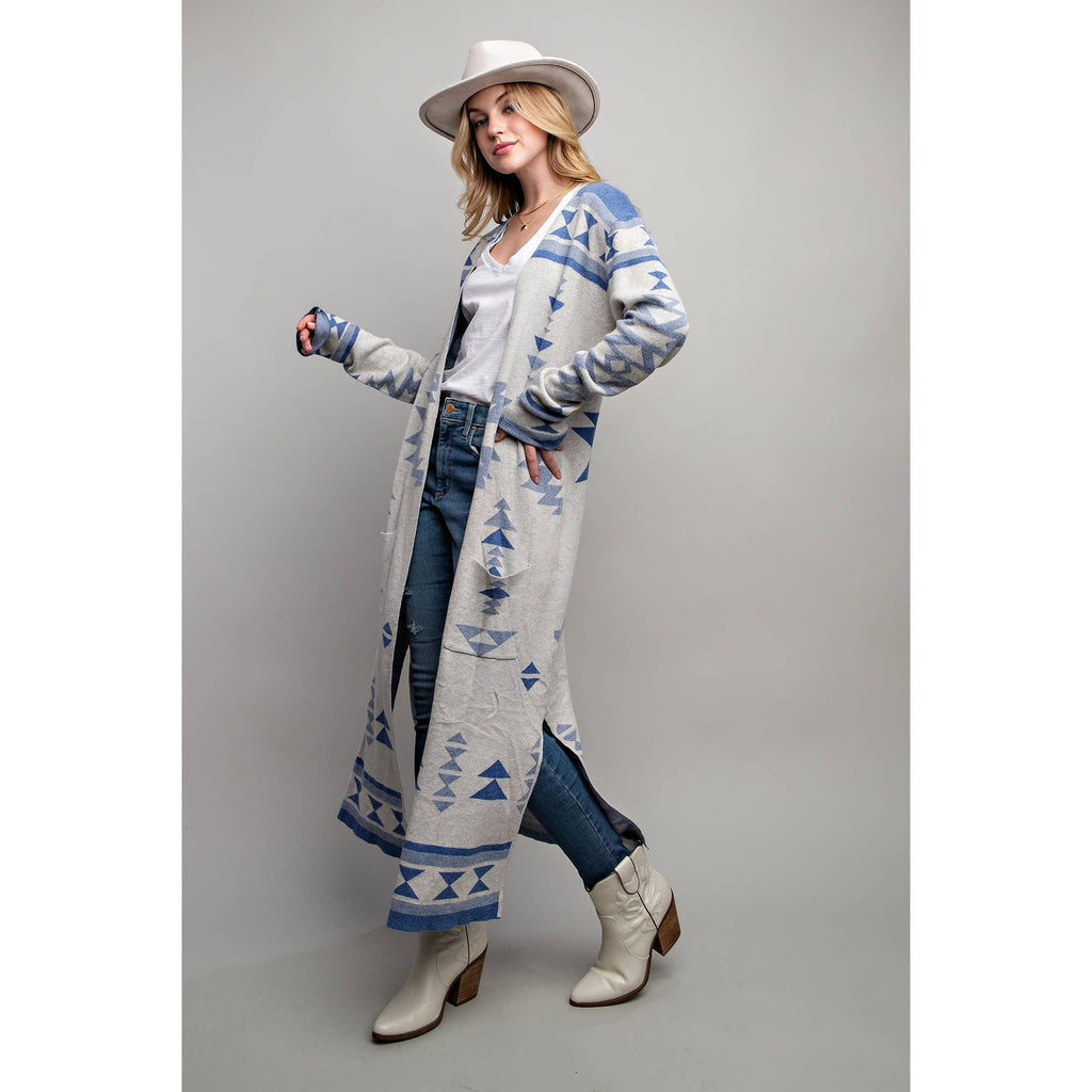 AZTEC PATTERN LONG CARDIGAN