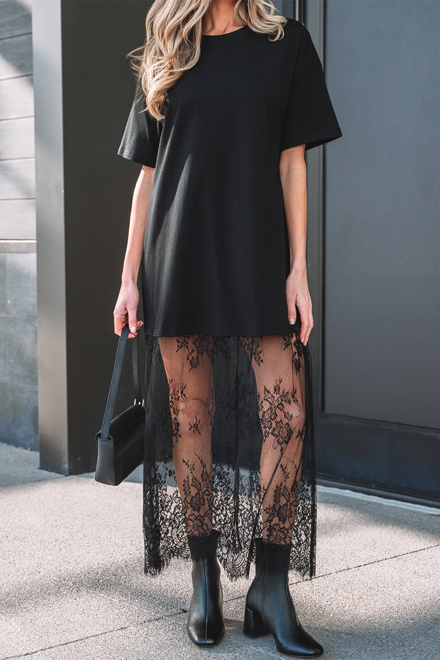 Summer High Waist Lace Sandalwood Long dress