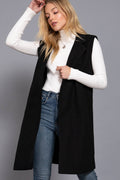 Sleeveless Notched Collar Soft Open Vest