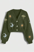 Celestial Patterned Button-Up Cardigan