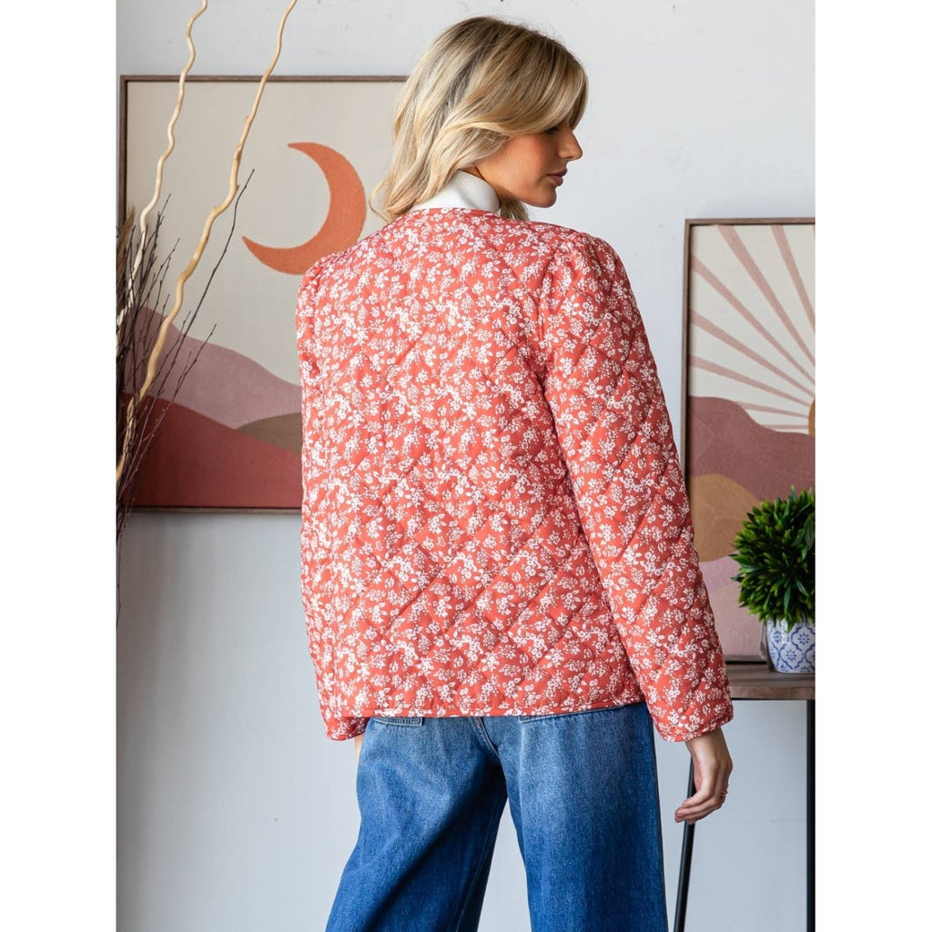 Floral Quilt Front Ribbon Jacket