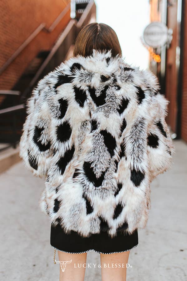 Grey Leopard Long Sleeve Oversized Coat