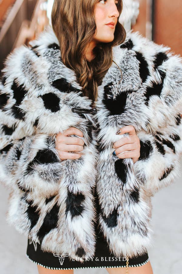 Grey Leopard Long Sleeve Oversized Coat